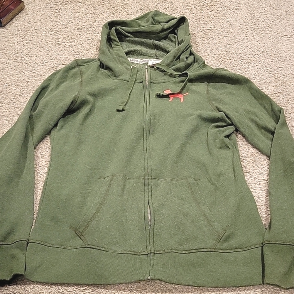 Victoria secret love pink green sweatshirt size s.p